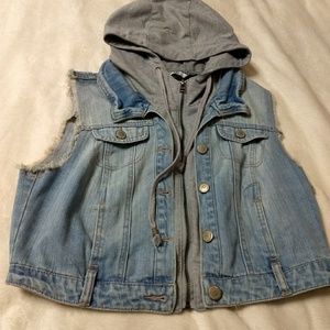 Highway Jeans hooded trucker jean vest size XL